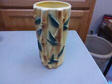 ROYAL COPLEY BAMBOO VASE CYLINDRICAL 8.5 INCH YELLOW MID CENTURY picture
