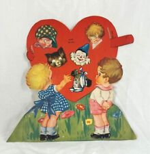 Vintage Mechanical Valentine Card Moving Eyes Girl & Boy 