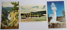 3 Postcards Yellowstone Park USA Geyser Old Faithful picture