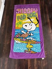 Vintage 1985 Franco Snoopy Beach Towel Snoopy Surfing picture
