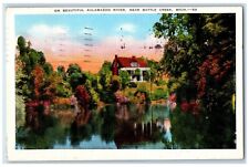 1948 Beautiful Kalamazoo River House Exterior Battle Creek Michigan MI Postcard picture