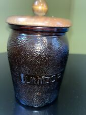 Vintage Dun-Rite Wood Nov Inc. Duraglass Amber Humidor Tobacco Jar Original Lid picture