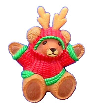 Hallmark PIN Christmas Vintage BEAR REINDEER Sweater Teddy Holiday Brooch picture