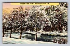 Bennington VT-Vermont, General Greetings, Scenic Winter View, Vintage Postcard picture