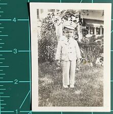 Vintage Photo Black White Snapshot Cute Young Boy In His Sailer Outfit 1942 picture