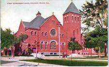 ELGIN, IL  Illinois   First  CONGREGATIONAL CHURCH   c1910s    Postcard picture