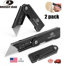 MOSSY OAK 2 PACK Folding Pocket Utility Knife Quick Change Blade Stainless Steel picture
