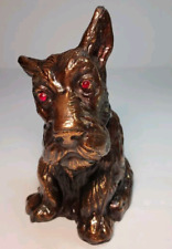 Scottish Terrier Bank Metal Red Eyes Scotty Dog Statue Figurine Bronze Color 5