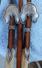 Sterling Silver V Brow Conchos Jones Leather Vintage Horse Show Headstall picture