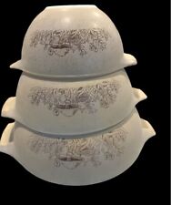 Vintage Set of 3 PYREX Forest Fancies Mushroom Cinderella Nesting Mixing Bowls picture