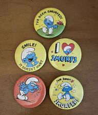 5 Vintage Smurf Button Pins picture