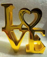 LARGE LOVE GOLD ROBERT INDIANA HEART HEAVY ROMANTIC LUXURY PAPERWEIGHT CHRISTMAS picture