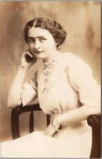 c1910s RPPC Studio Photo Postcard Pretty Young Woman in Nice Dress / Unused picture