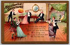 halloween greetings jol ballroom dancing romance vintage postcard PM 1913 picture