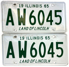 Illinois 1965 Vintage License Plate Set Classic Auto AW 6045 Man Cave Wall Decor picture