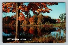 River Falls WI-Wisconsin Scenic Greetings, Autumn Foliage Vintage Postcard picture