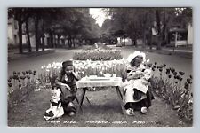 Holland MI-Michigan, RPPC, Children On Tulip Blvd, Antique, Vintage Postcard picture