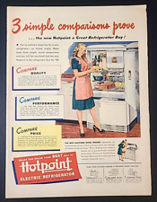 1946 Hotpoint Refrigerator 3 Simple Comparisons prove Vintage 1940's Print Ad picture