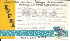 QSL  1959 Fairchild AFB Spokane WA     radio card picture