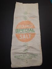 VTG JACK FROST MULKEY SALT DETROIT FEED GRAIN SACK FARM COTTON BAG ADVERTISING picture