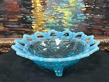 Antique Northwood shell & Wild Rose Footed Candy Dish/Nut Bowl. Blue Cerulean picture