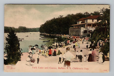 Postcard Park Lake Casino Buffalo New York NY People Beach Shoreline View 1907 picture