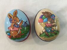 Vintage Retro Metal Tins Easter Egg Bunny Rabbit Telephone Litho Switzerland picture
