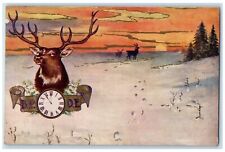 1910 BPOE Elks Clock Winter Scene Sunset Wilmar Minnesota MN Antique Postcard picture