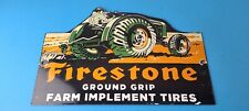 Vintage Firestone Tires Sign - Farm Implement Tires Auto Gas Pump Porcelain Sign picture