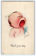 1915 Baby Crying Watch Your Step Twelvetrees Signed Minneapolis MN Postcard picture
