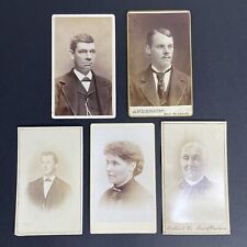 5 Antique 1870s Victorian People From Rockford Illinois Photo Cabinet Cards P595 picture