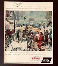1948 Pacific Mills Advertisement Christmas Street Shoppers Cars Vtg Print AD picture