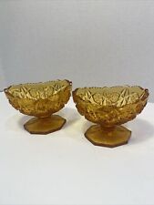 VTG Kemple Wheaton Amber Glass Candle Holder 1960's Pair picture