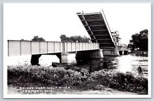 Fremont Wisconsin~Draw-Bridge Over Wolf River Open~1950s RPPC picture