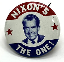 1968 Richard Nixon Antique “ Nixon's the One “ Pin Presidential Campaign Button picture