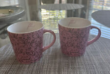 Pair (2) Starbucks Flirt Heart Pink Brown Coffee Mugs  2006 17 oz ~ MINT picture
