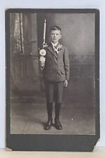 Antique Victorian Cabinet Card Photo Young Boy First Communion Carroll town, PA picture
