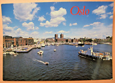 1980's era Oslo, Norway Harbor & Town Hall extra large oversize postcards picture