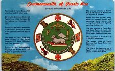 Commonwealth of Puerto Rico Official Government Seal Facts Postcard picture