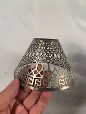 vintage Nickle finish pierced brass candle shade holder circa 1900s picture
