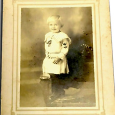Sailor Boy Cabinet Card Gelatin Silver Victorian Navy White Uniform Blonde Child picture