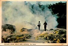 CONTINENTAL SIZE POSTCARD VOLCANIC STEAM AT HELL'S GATE ROTORUA NEW ZEALAND 60s picture