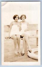 1920's JOSEPHINE & VERA AT THE PIER TWO GOOD GIRLS GONE WRONG ANTIQUE SNAPSHOT picture