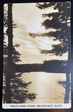 RPPC Postcard Millinocket ME - Togue Pond Camps Lake View picture