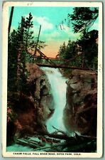 Chasm Falls Foot Bridge Fall River Road Estes Park Colorado WB Postcard G8 picture