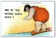 c1910's Fat Woman Beach Diving Catalina California CA Unposted Antique Postcard picture