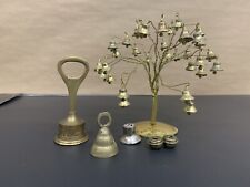Vintage 6pc Lot Collectible Decorative Metal Brass Bells Tree Taiwan Unbranded picture