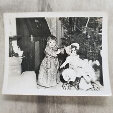 1951 Photograph Of A Little Girl - Doll In Stroller - Christmas Tree - Radio  picture