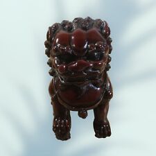 Chinese Red Resin Foo Lion Dogs Guardians Figurines 4.3