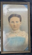AWESOME Hand Colored / Painted Antique 1800s Large Framed Photo of Woman 11x19 picture